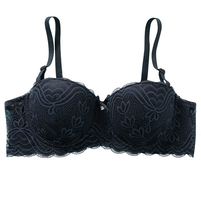Plebaso Women's Underwired Bras Flower Lace Push up Bras Full Coverage Adjustable Straps Everyday Bras