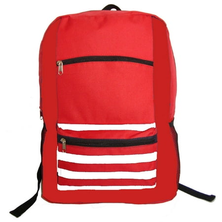 Wholesale Classic Backpack 18 inch Stripe Printed Basic Bookbag Bulk Cheap Case Lot 40pcs Simple Schoolbag Promotional Backpacks Low Price Non Profit Giveaway Fundraising Student School Book