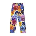 thumbnail image 3 of Lsque The Garden Tricolor Pansy Flower Print Men's Pajama Pants, Lounge Pant - Comfortable Home Wear,Elastic Waistband, Stylish Design-Large, 3 of 9