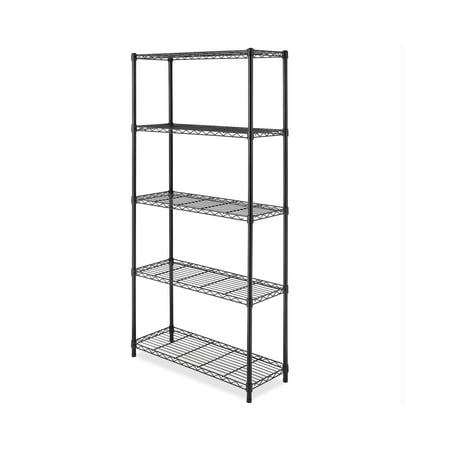 Whitmor Adjustable 36"W x 14"D x 72"H 5-Shelf Freestanding Shelves, Metal with Plastic Connectors, Black