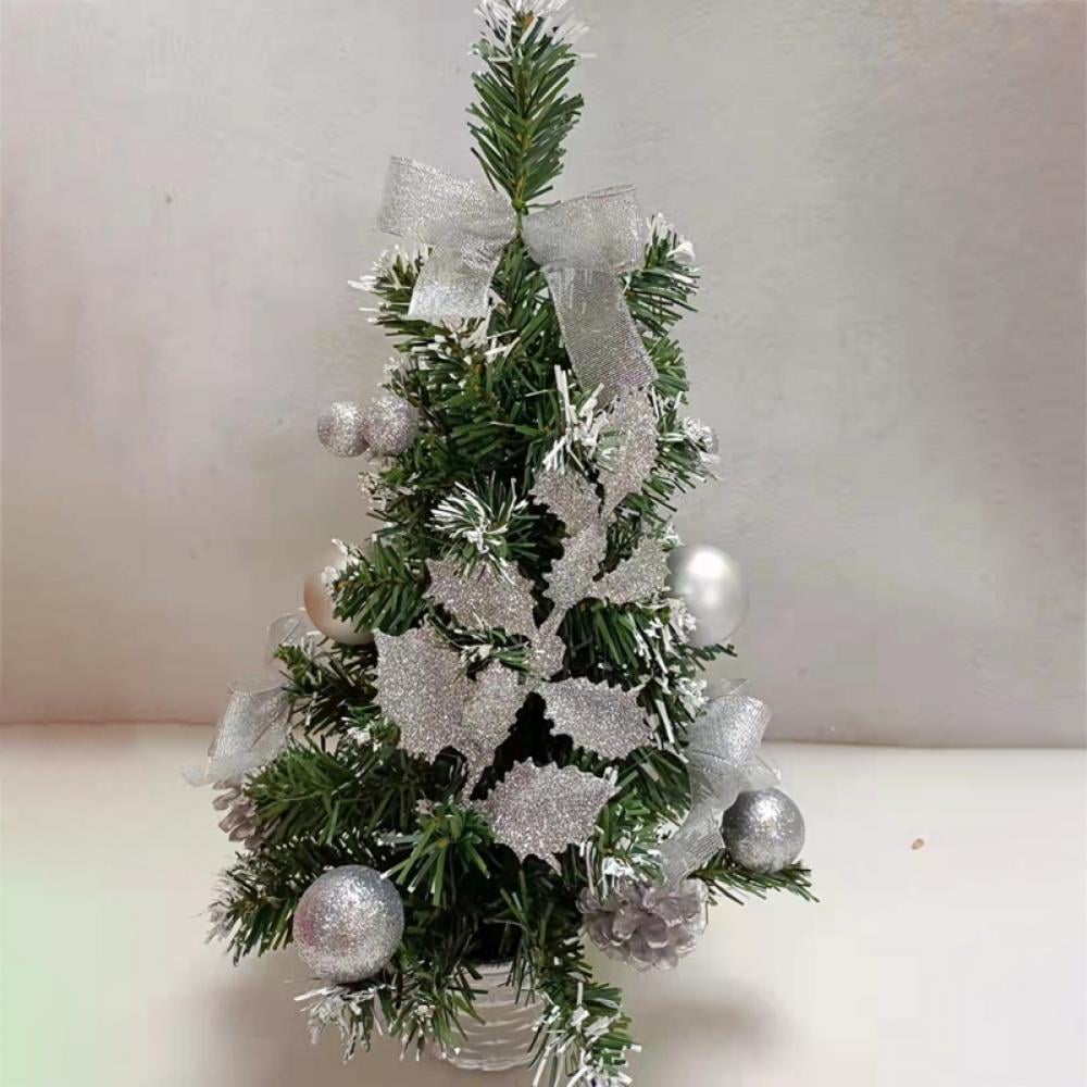 Mini Christmas Tree for Tabletop, 16in Silver Table Top Small Christmas