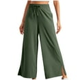 thumbnail image 1 of ameIAEA Womens High Waisted Pants Wide Leg Side Slit Pants Drawstring Casual Palazzo Pants with Pockets, 1 of 7