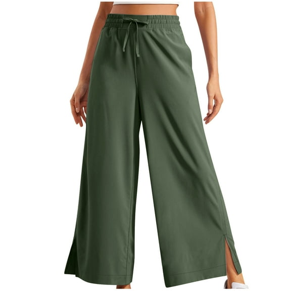 Efsteb Wide Leg Sweatpants Women Elastic Waist Drawstring Baggy Pants Wide leg Pants Trousers Pants for Women Comfortable Casual Solid Color Loose Pants for Women Sweatpants Trousers Army Green S