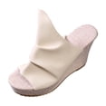 thumbnail image 6 of Womens Platform Wedges Open Toe Casual Soft Leather High Heels Sandals Comfy Arch Support Slip on Slides White Size 9.5, 6 of 6