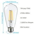 thumbnail image 3 of TorchStar ST19 LED 7W Vintage Edison Filament Bulb, Dusk to Dawn Photocell Sensor, E26 Base, ST64 Outdoor LED Bulb for Garden, Garage, Porch, Auto On/Off Lights, 2700K Soft White, Pack of 6, 3 of 7