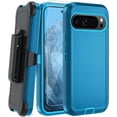 thumbnail image 1 of KOMI for Google Pixel 9 Pro XL Case, with HD Tempered Glass Screen Protector, Heavy Duty Shockproof Drop Protective Rugged Tough Durable Phone Cover with Belt Clip-Lake Blue/Sky Blue, 1 of 5
