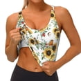 thumbnail image 3 of Fotbe Sunflowers Leaves And Birds Sujetador Deportivo Largo sin Aros para Mujer con Almohadillas y Soporte Medio, Transpirable y Absorbente, Camiseta Tipo Chaleco o Tank Top-Large, 3 of 8