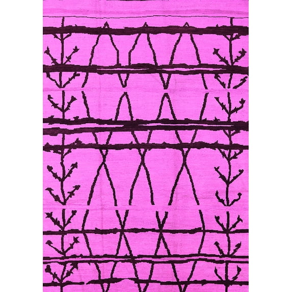 Ahgly Company Indoor Rectangle Solid Pink Modern Area Rugs, 6' x 9'