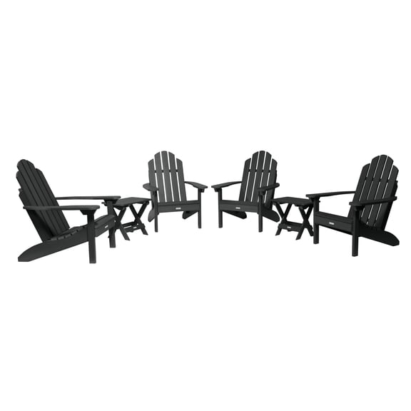 Highwood 6-pc Classic Westport Adirondack Set with 4 Classic Westport Adirondack Chairs and 2 Folding Side Tables - Outdoor, Eco-friendly, Synthetic Wood
