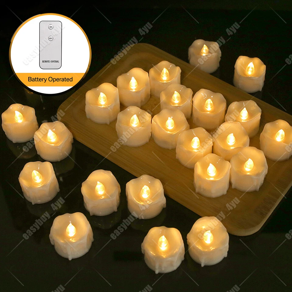 Zyler - 12Pcs Flameless Led Candle Tea Lights Flicker W/ Remote Control Battery Operated