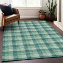Addison Rugs Chantille Indoor/Outdoor Transitional Plaid Seafoam Washable Rectangle Rug, 3' x 5'