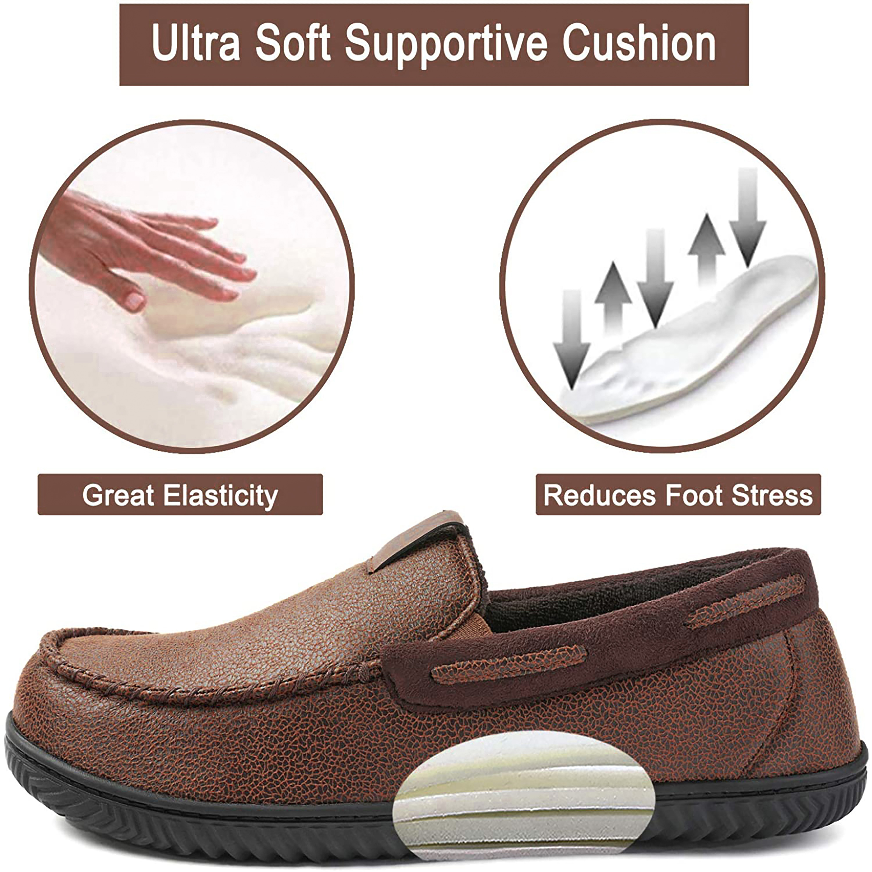 RockDove Men's Faux Leather Memory Foam Moccasin Slippers photo 5