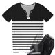 thumbnail image 5 of Camisetas de Cuello Redondo Botón de Impresión de la Moda de Manga Corta de las Mujeres, Poliéster Spandex, 5 of 5