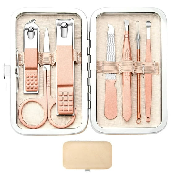 FACEGA Manicure Set Nail Clipper Set 8 in 1 Toe Finger Nail Clipper Personal Care Tools with Portable Travel Case Grooming Kit