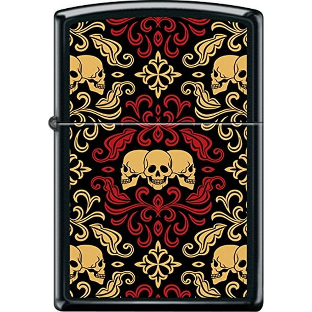 ZIPPO Black Matte Skulls Ornament Windproof Lighter