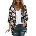 thumbnail image 2 of AGWOLF Floral Sheer Kimonos for Women Swimsuit Cover Ups Trendy Casual Kimono Cardigan Loose Open Front Cardigans 2025 Beach Summer Tops Multicolor,XL, 2 of 5
