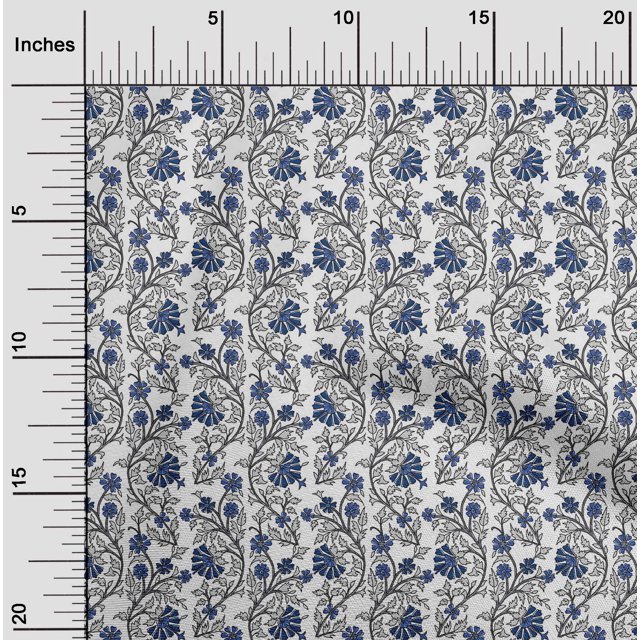 oneOone Silk Tabby Fabric Leaves & Floral Block Decor Fabric Printed BTY 42 Inch Wide