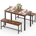 thumbnail image 2 of 3 Piece Dining Room Table, Kitchen Dining Table Set with 2 Benchs for Apartment Breakfast Nook and Samll Space, Brown, 2 of 10