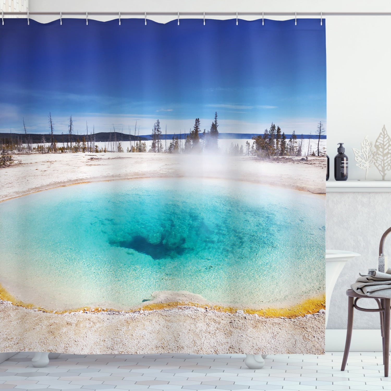 Yellowstone Shower Curtain, Volcanic Hot Spring in Yellowstone Park