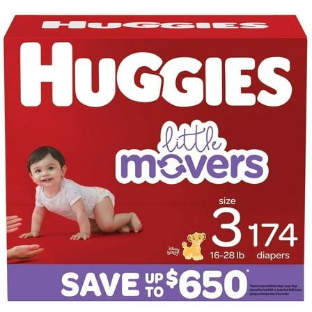 Huggies Little Movers Diapers Size 3 - 16-28 Pounds (174 Count)