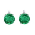 thumbnail image 2 of Mauli Jewels Ear Rings for Women 1 Carat 5MM Round Shape Gemstone and Diamond Earrings Carat 14K White Gold 4-Prong, 2 of 5