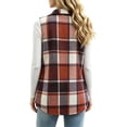 thumbnail image 6 of SuTry Women's Plaid Vest, Button Front Lapel Collar Sleeveless Jacket, Flannel Lined Casual Waistcoat with Pockets, Everyday Versatile Fall Winter Layering, 6 of 7