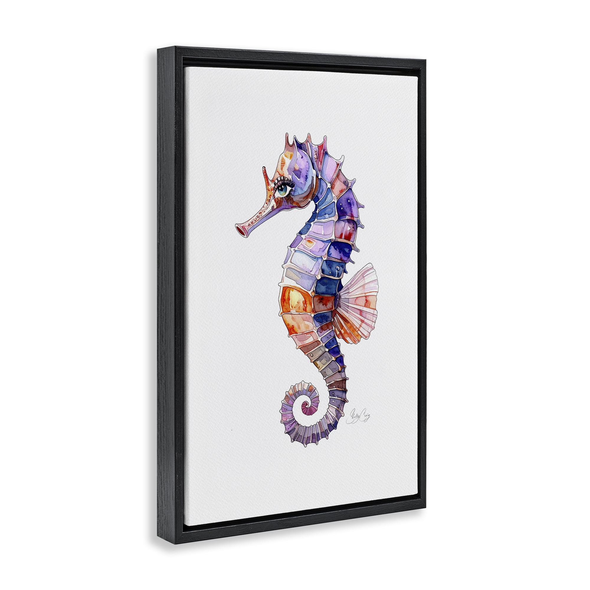 Stupell Industries Sea Whisper Seahorse Black Framed Floater Canvas Wall Art, design by Shelly Craig