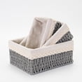 thumbnail image 1 of Cestas tejidas a mano para almacenamiento，3 Piezas Canastas para Baño Organizador,Organizadora de Almacenamiento,para Diseño Higiénico y Decorativo para Hogar, Dormitorio y Baño (beige),gris, 1 of 2