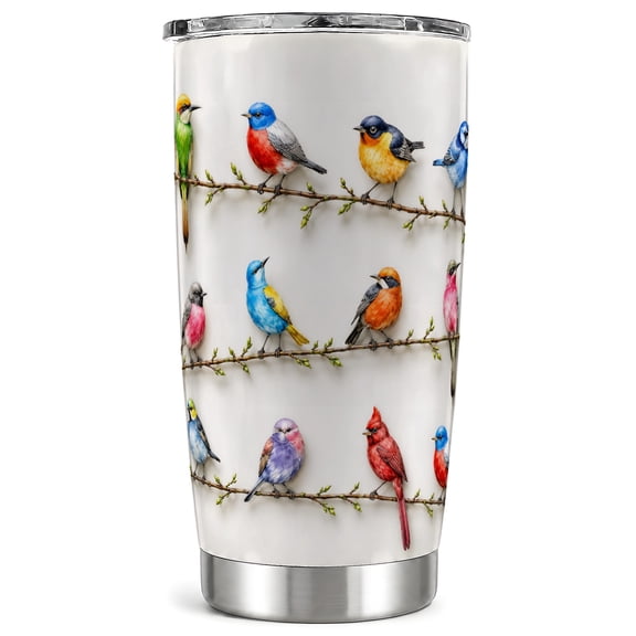 Colorful Songbirds Tumbler 20oz, Bird Tumbler, Stainless Steel Travel Cup