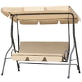 thumbnail image 2 of Canddidliike 3-Seat Outdoor Large Canopy Swing w/ Adjustable Shade, Cushion - Brown, 2 of 5