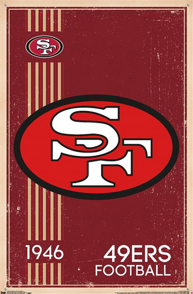 NFL San Francisco 49ers - Retro Logo 14 Wall Poster with Push Pins, 22.375" x 34"