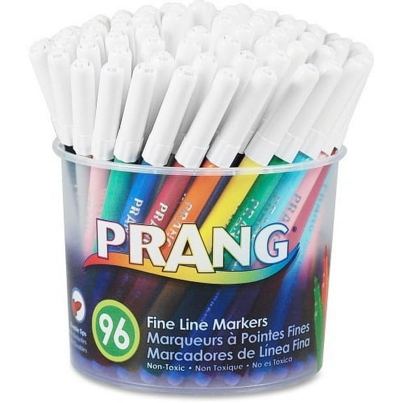 Prang Fine Line Classic Markers Set Fine Marker Point - 2.75 mm Marker Point Size - Black, Blue, Brown, Gray, Green, Light Blue, Light Green, Orange, Pink, Purple, Red, ... - 96 / Set