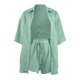 thumbnail image 4 of Conjunto de chándal de 2 piezas para mujer: blusa holgada con botones y pantalones cortos elásticos de cintura alta - Poliéster, color liso, ropa informal/de estar por casa, conjuntos de verano, 4 of 4