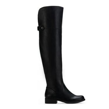 DAV Womens Black Distressed Water Resistant Waterproof Cheyenne Round Toe Block Heel Zip-Up Rain Boots