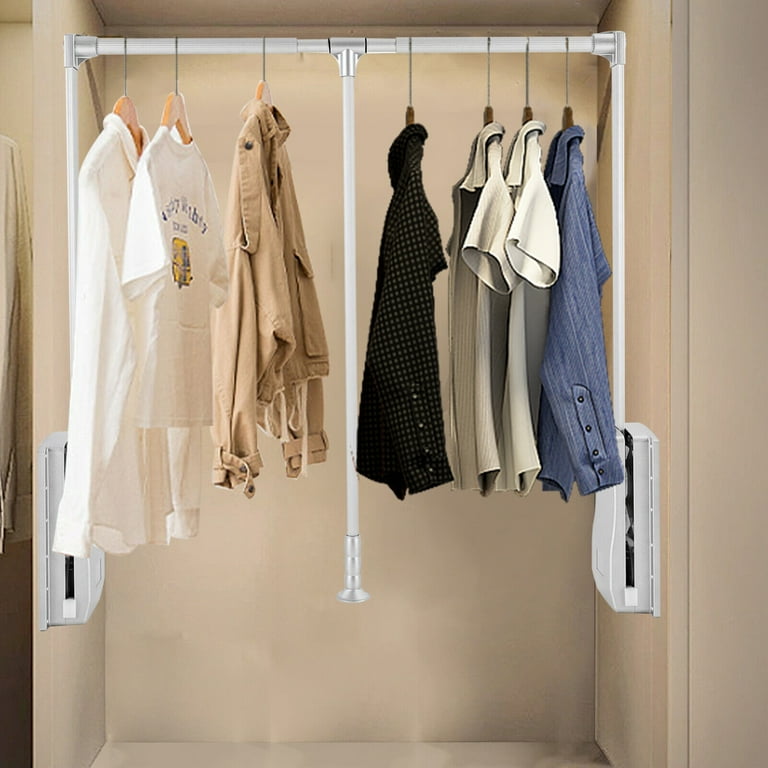 35 47 inch Garment Rack Adjustable Closet Rod Closet Mounted Rod Wall Mounted Hanging Rod