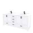 thumbnail image 3 of Ayna Decors Maya 72 in White Double Sink Bathroom Vanity Set with White Quartz Countertop and Brass Faucet | Pop-Up Drain and P-Trap Included | Black Hardware, 3 of 10