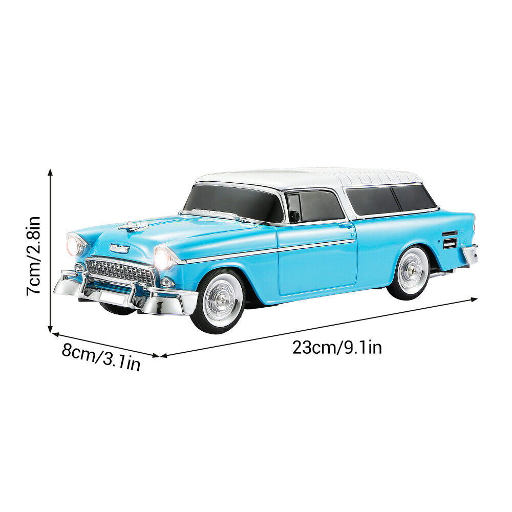 Portable Bluetooth Speaker Rechargable 1955 Vintage Retro Car Portable Wireless FM AUX USB Blue