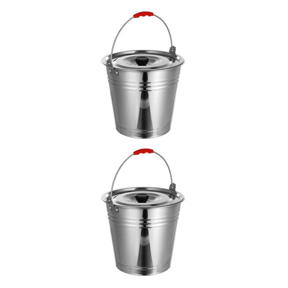 FRCOLOR 2 pcs  Stainless Steel Multi-purpose Bucket Ranch Milking Bucket Practical Bucket