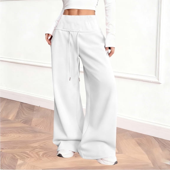 YueHuiYing Womens Wide Legs Sweatpants High Waisted Baggy Pants Casual Athletic Joggers with Pockets