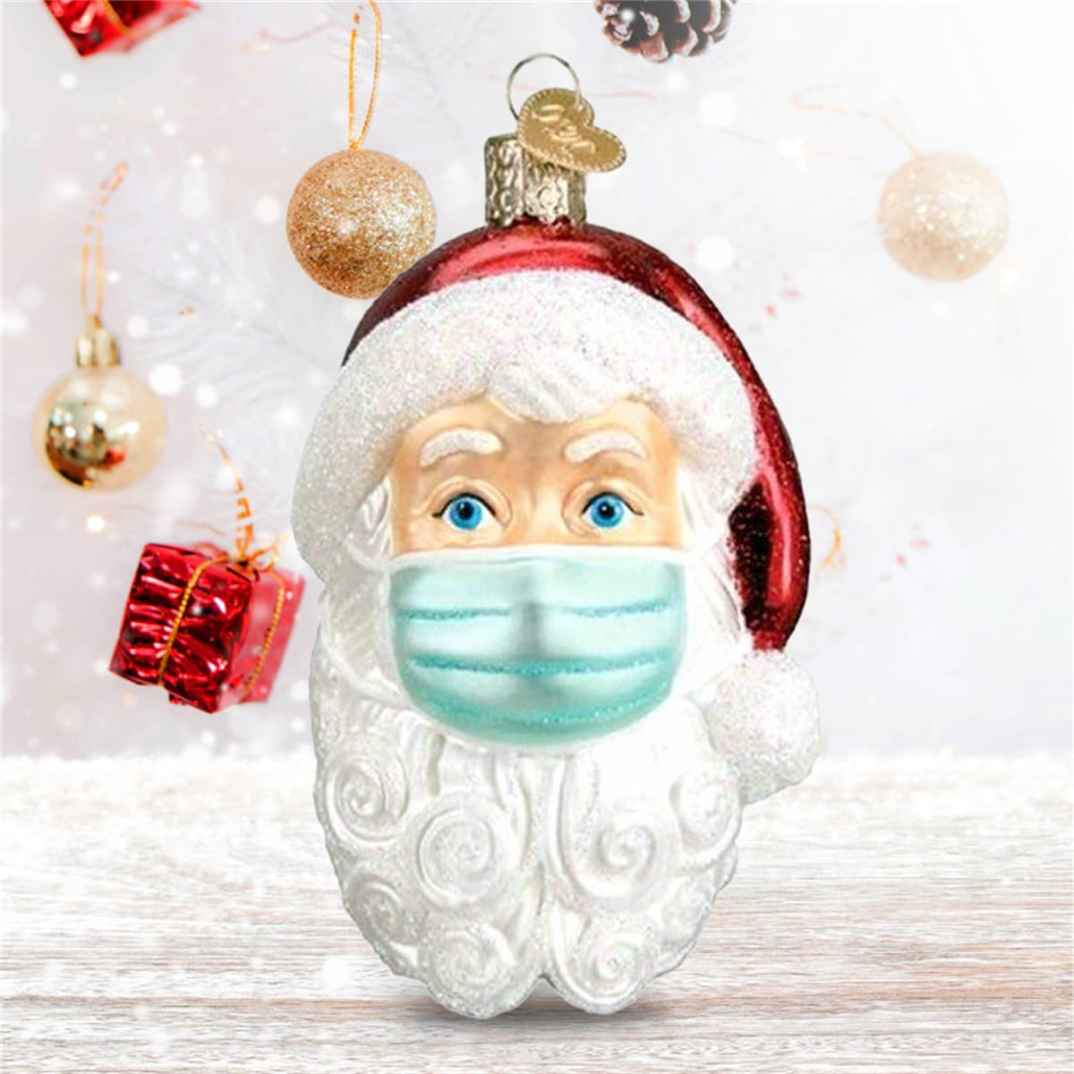Christmas Ornament Quarantine 2020 Santa Wearing Mask XMAS Hanging Decor Gifts 
