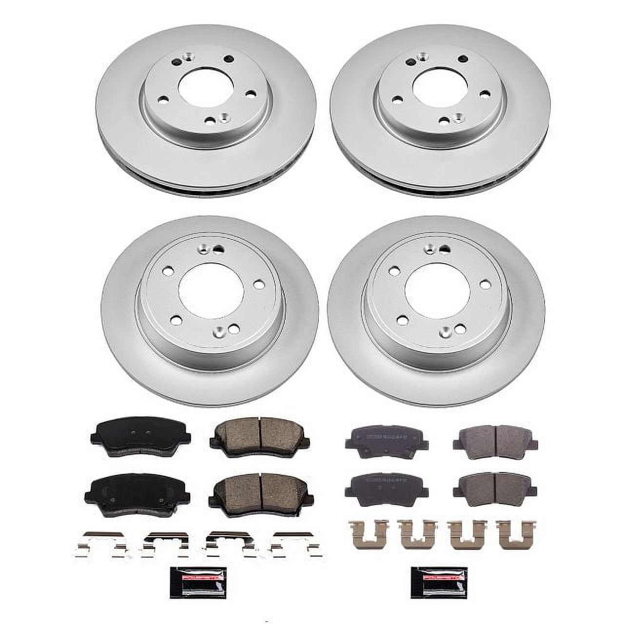 PowerStop Front and Rear Geomet Coated Brake Rotor and Pad Kit Fits: HYUNDAI Select Models CRK8889