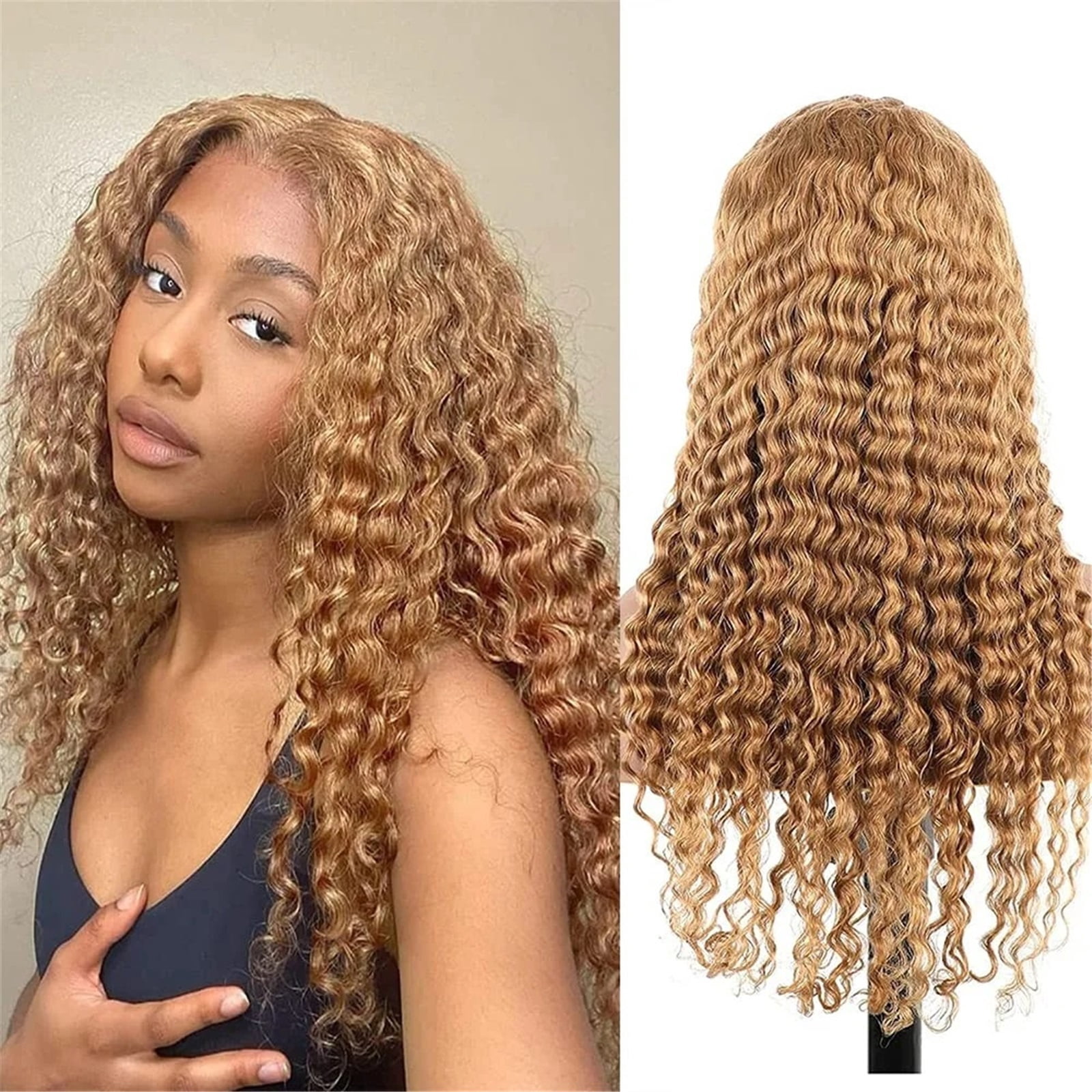 13x6 Deep Wave Lace Front Wig Honey Blonde Lace Front Wigs Water Wave 200 Density