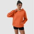 thumbnail image 2 of OQQ Women's Hooded Pullover Sweatshirt - Long Sleeve - Fashionable Fall/Winter Top with Front Pockets Design, 2 of 7