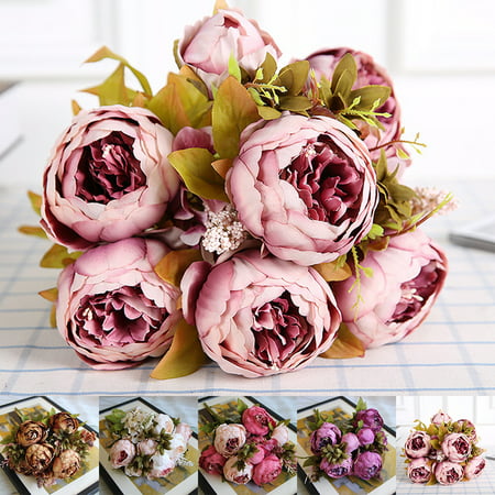 Holiday Clearance Vintage Artificial Peony Silk Flowers Bouquet for Wedding Party Office Hotel and Home