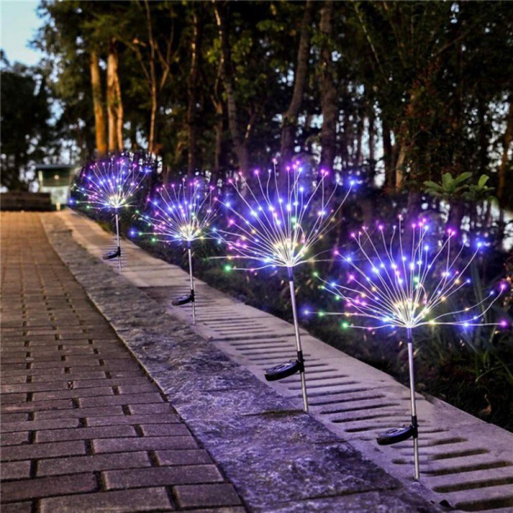 120 LED Solar Firework Lights Waterproof Outdoor Path Lawn Garden Decor 