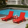 thumbnail image 2 of Bayport Ensemble de 3 Pcs de Chaises Longues/table Inclinables en Plastique HDPE pour Extérieur Rouge, 2 of 6
