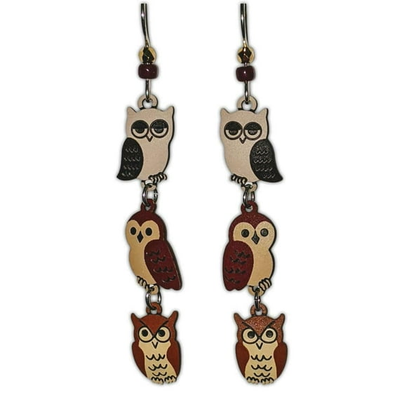 THREE OWLS Hypo-Allergenic Earrings, Sterling Silver Plated, by Sienna Sky