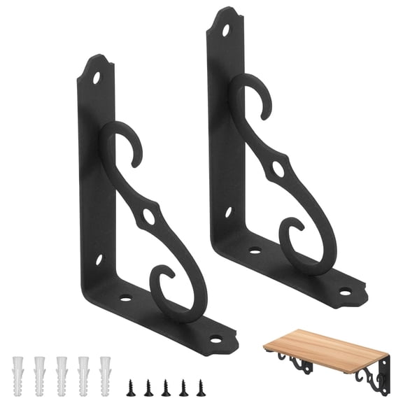 Heavy Duty Shelf Bracket 5 Inch, 2 Pack Floating Shelf Brackets, Wall Mount L Shelf Brackets for DIY Floating Shelf