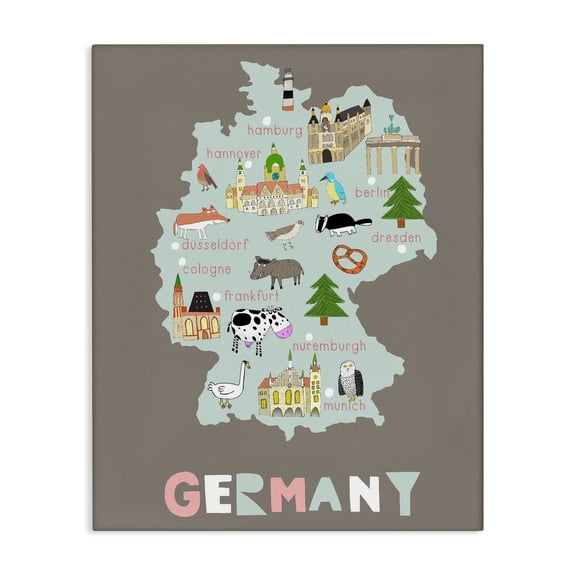 Kid's Map of Germany Canvas Wall Art, design by Carla Daly