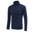 thumbnail image 2 of CamisePaHombres De Mangas Largas Cuello De Cisne Ajuste Delgado Casual Azul Oscuro 56, 2 of 7